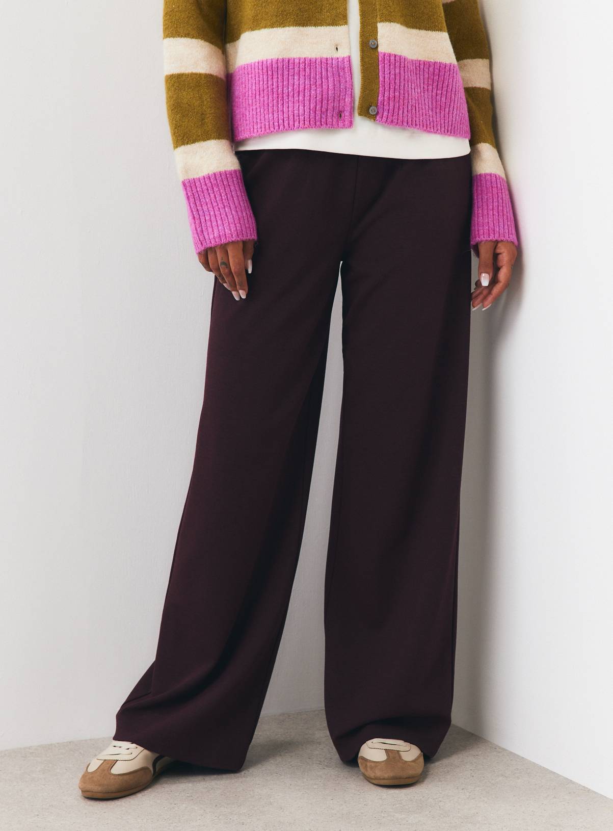 Dark Red Ponte Wide Leg Trousers 20L - Image 1